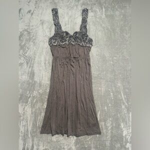 Y2K Soprano Goth Girl Knee Length Dress Women’s Medium Grey Lace Rose Babydoll
